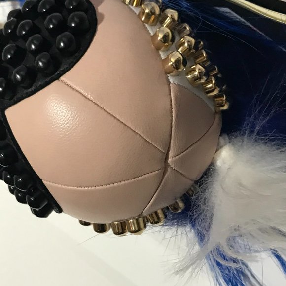 FENDI Karlito - Made in Italy - Karl Lagerfeld Studded Key Holder Bag Charm New! - Picture 16 of 16